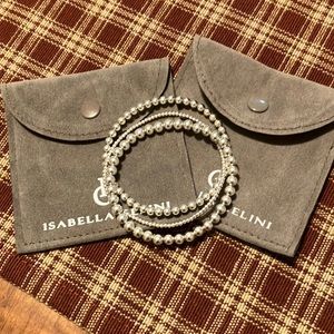 Set of three sterling silver stretch bracelets